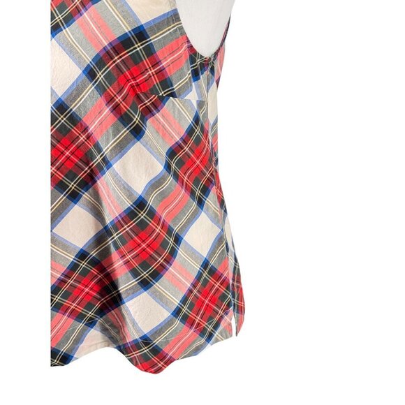 J. Crew Red plaid Bow Tie Shoulder Sleeveless Top Tartan Holiday EUC Sz 4 - Picture 4 of 9